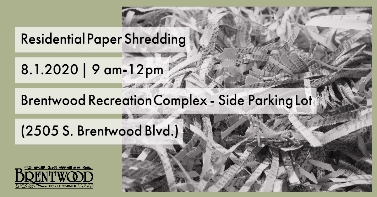 Residential Paper Shredding Day 08.01.2020