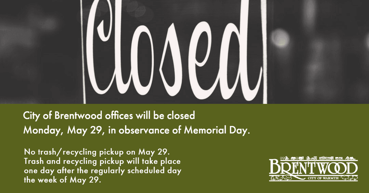 Closed Memorial Day 2023